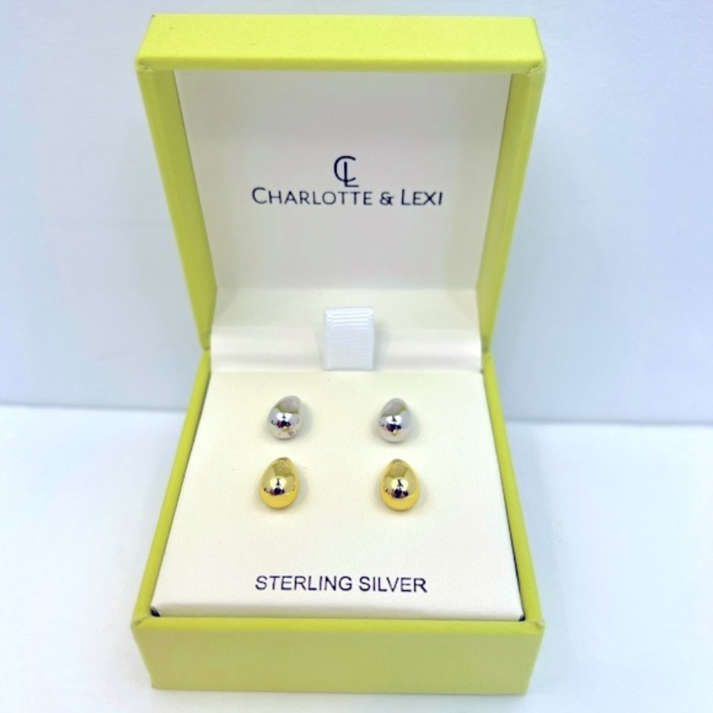CHARLOTTE & LEXI,WOMENS TEAR DROP EARRINGS,STERLING SILVER, GOLD & SILVER COLORS